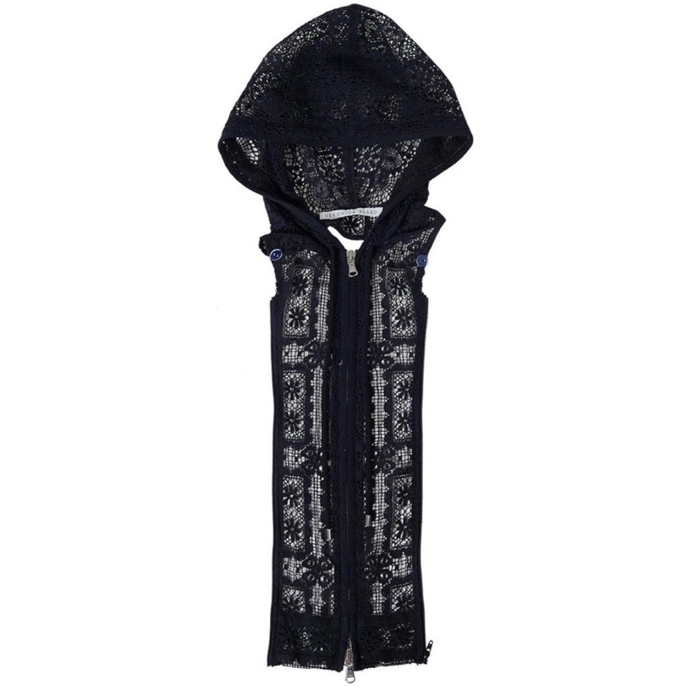 $250 Rare find Veronica Beard Black Marlo Lace Hoodie Dickey Jacket Insert